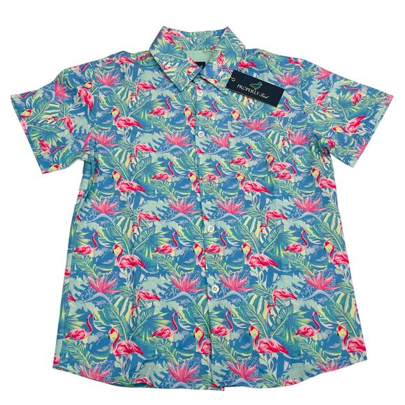 NWT Shordees by PT YS Floral Flamingo Shirt - Picture 1 of 5